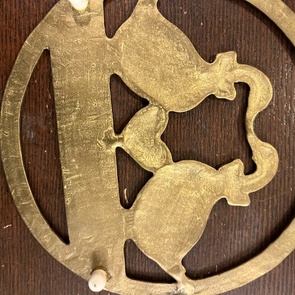 Vtg Brass "Country Welcome" Geese Heart Wall Hanging Trivet ~ - Picture 3 of 3